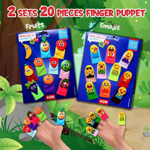 2 Set - 20 Parça Tox Emojiler ve Meyveler Parmak Kukla T106 T105 - 7