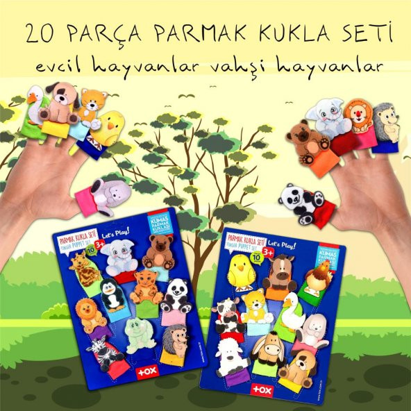 2 Set - 20 Parça Tox Evcil Hayvanlar ve Vahşi Hayvanlar Parmak Kukla T771 T782 - 2