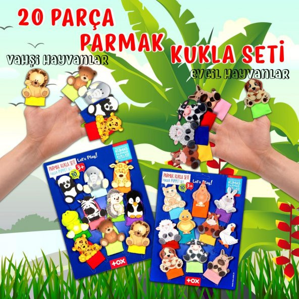 2 Set - 20 Parça Tox Evcil Hayvanlar ve Vahşi Hayvanlar Parmak Kukla T772 T781 - 2