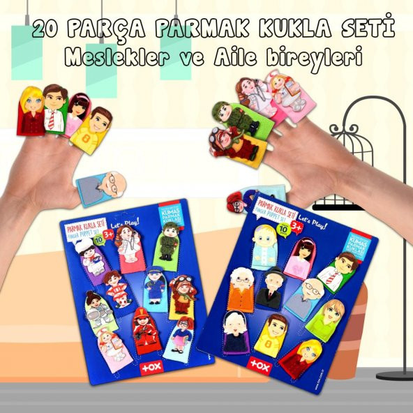 2 Set - 20 Parça Tox Aile Üyeleri ve Meslekler 20 Parça Parmak Kukla T751 T762 - 2