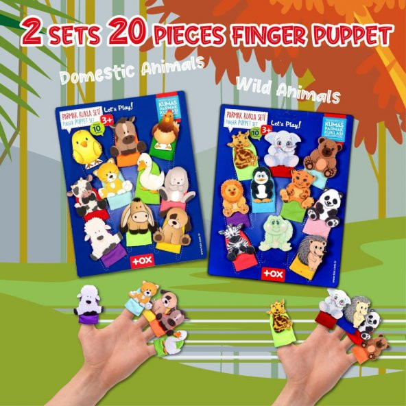 2 Set - 20 Parça Tox Evcil Hayvanlar ve Vahşi Hayvanlar Parmak Kukla T771 T782 - 7