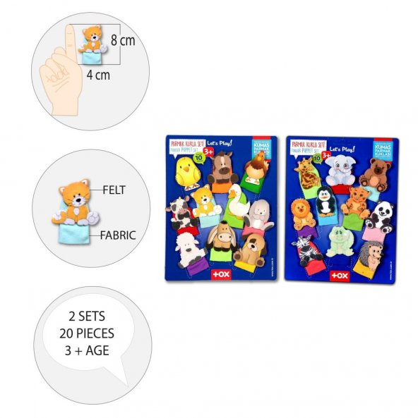 2 Set - 20 Parça Tox Evcil Hayvanlar ve Vahşi Hayvanlar Parmak Kukla T771 T782 - 8