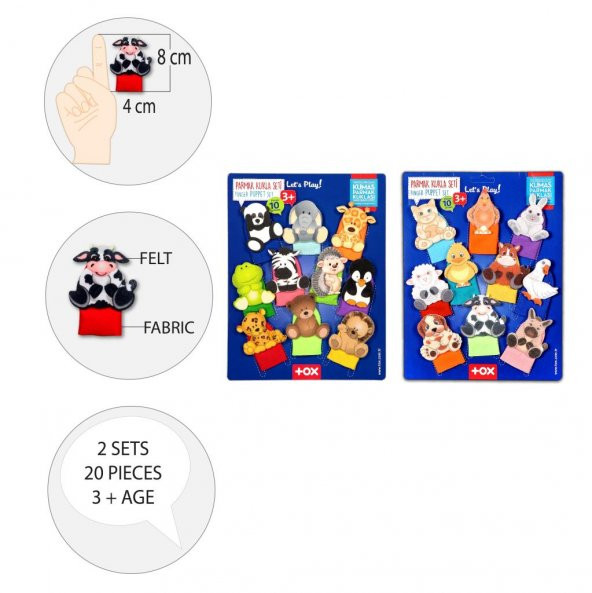 2 Set - 20 Parça Tox Evcil Hayvanlar ve Vahşi Hayvanlar Parmak Kukla T772 T781 - 8
