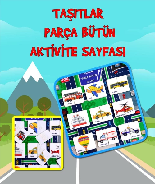 Tox ( Taşıtlar ) Parça-Bütün Eşleşmeler Keçe Cırtlı Aktivite Sayfası - Çocuk Etkinlik , Eğitici - Resim 2