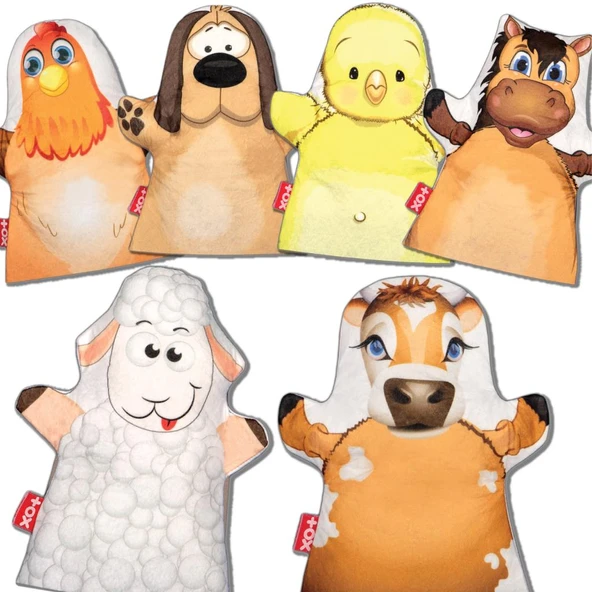 6 Parça Tox Çiftlik Hayvanları Keçe El Kukla Set , Eğitici Oyuncak - Resim 8