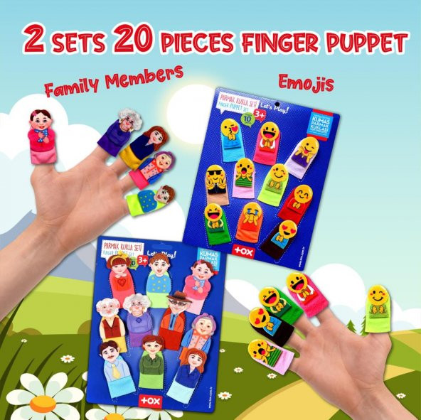 2 Set - 20 Parça Tox Emojiler ve Aile Bireyleri Parmak Kukla T106 T752 - 4