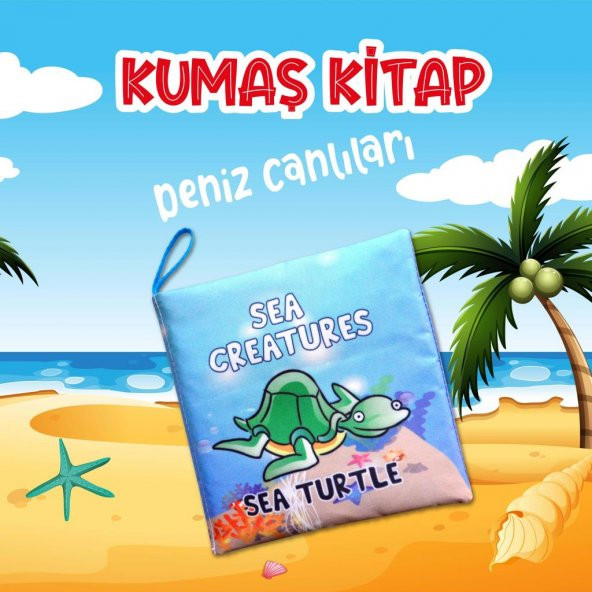Tox İngilizce Deniz Canlıları Kumaş Sessiz Kitap E122 - Bez Kitap , Eğitici Oyuncak , Yumuşak ve Hışırtılı - 2