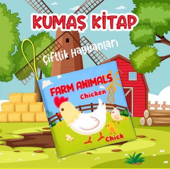 Tox İngilizce Çiftlik Hayvanları Kumaş Sessiz Kitap E119 - Bez Kitap , Eğitici Oyuncak , Yumuşak ve Hışırtılı - 2