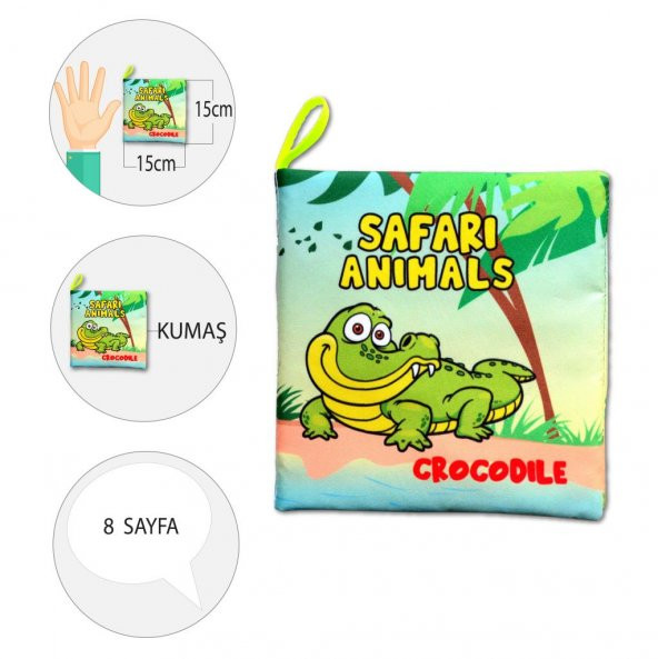 Tox İngilizce Safari Hayvanları Kumaş Sessiz Kitap E130 - Bez Kitap , Eğitici Oyuncak , Yumuşak ve Hışırtılı - Resim 4