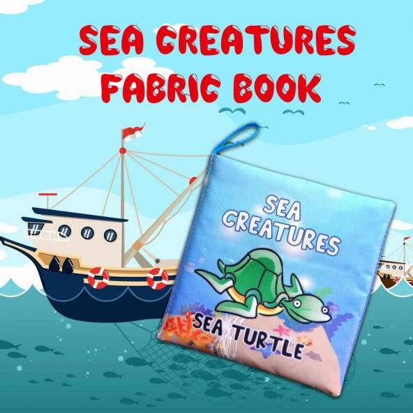 Tox İngilizce Deniz Canlıları Kumaş Sessiz Kitap E122 - Bez Kitap , Eğitici Oyuncak , Yumuşak ve Hışırtılı - 8
