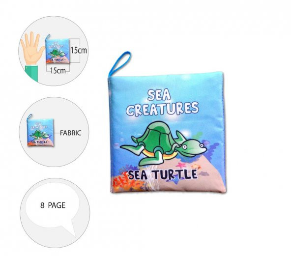 Tox İngilizce Deniz Canlıları Kumaş Sessiz Kitap E122 - Bez Kitap , Eğitici Oyuncak , Yumuşak ve Hışırtılı - 10