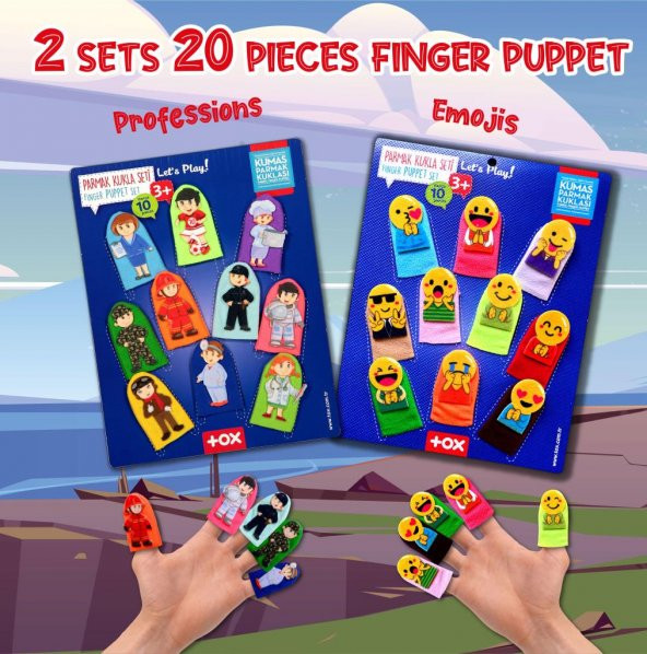 2 Set - 20 Parça Tox Emojiler ve Meslekler Parmak Kukla T106 T761 - 7