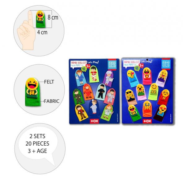 2 Set - 20 Parça Tox Emojiler ve Meslekler Parmak Kukla T106 T761 - 8