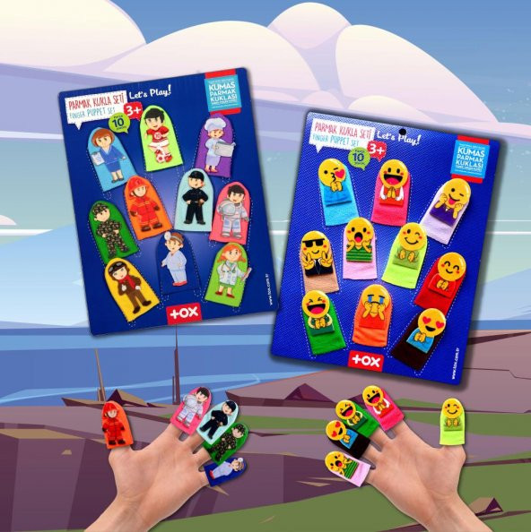 2 Set - 20 Parça Tox Emojiler ve Meslekler Parmak Kukla T106 T761 - 9