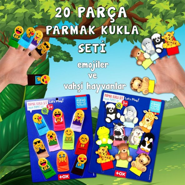 2 Set - 20 Parça Tox Emojiler ve Vahşi Hayvanlar Parmak Kukla T106 T781 - 2