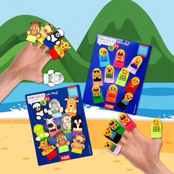2 Set - 20 Parça Tox Emojiler ve Vahşi Hayvanlar Parmak Kukla T106 T781 - 5