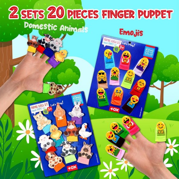 2 Set - 20 Parça Tox Emojiler ve Evcil Hayvanlar Parmak Kukla T106 T772 - 7