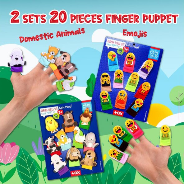 2 Set - 20 Parça Tox Emojiler ve Evcil Hayvanlar Parmak Kukla T106 T771 - 7