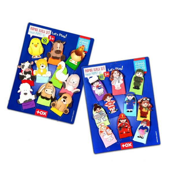 2 Set - 20 Parça Tox Evcil Hayvanlar ve Meslekler Parmak Kukla T771 T762 - 6