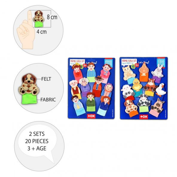 2 Set - 20 Parça Tox Evcil Hayvanlar ve Aile Bireyleri Parmak Kukla T772 T752 - 8
