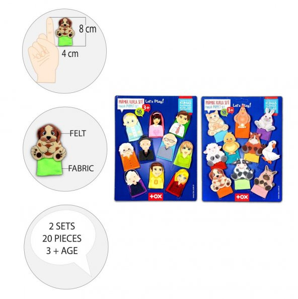 2 Set - 20 Parça Tox Evcil Hayvanlar ve Aile Bireyleri Parmak Kukla T772 T751 - 8