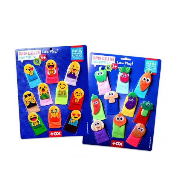 2 Set - 20 Parça Tox Emojiler ve Sebzeler Parmak Kukla T106 T104