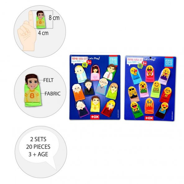 2 Set - 20 Parça Tox Emojiler ve Aile Bireyleri Parmak Kukla T106 T751 - 8