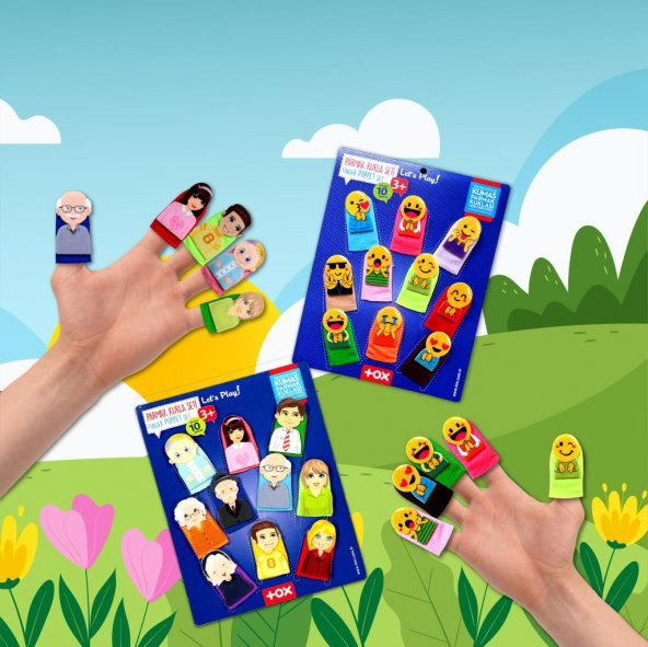 2 Set - 20 Parça Tox Emojiler ve Aile Bireyleri Parmak Kukla T106 T751 - 9