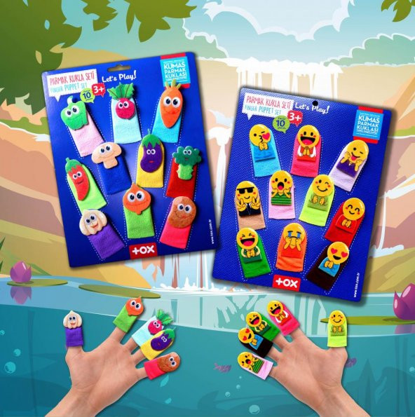 2 Set - 20 Parça Tox Emojiler ve Sebzeler Parmak Kukla T106 T104 - 5