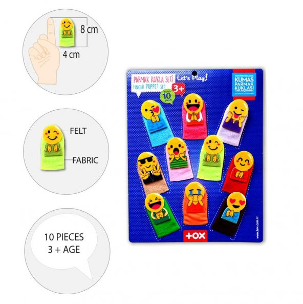 Tox Emojiler 10 Parça Parmak Kukla , Eğitici Oyuncak T106 - 8