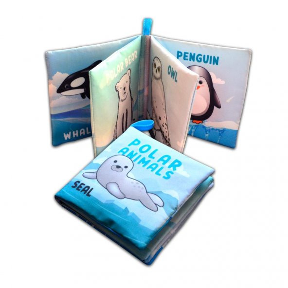 Tox İngilizce Kutup Hayvanları Kumaş Sessiz Kitap E125 - Bez Kitap , Eğitici Oyuncak , Yumuşak ve Hışırtılı - 3
