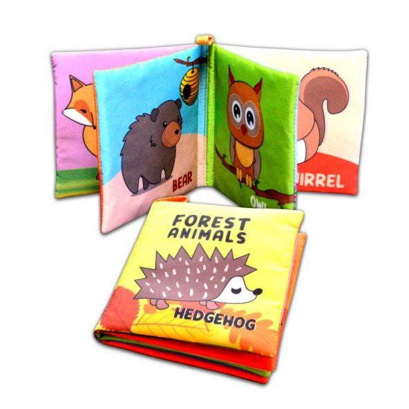 Tox İngilizce Orman Hayvanları Kumaş Sessiz Kitap E127 - Bez Kitap , Eğitici Oyuncak , Yumuşak ve Hışırtılı - 3