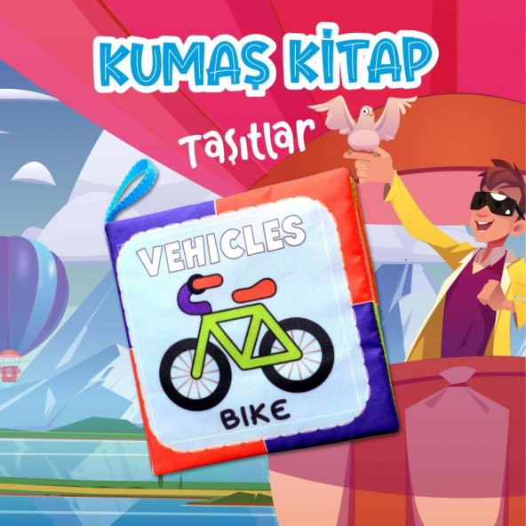 Tox İngilizce Taşıtlar Kumaş Sessiz Kitap E132 - Bez Kitap , Eğitici Oyuncak , Yumuşak ve Hışırtılı - 2