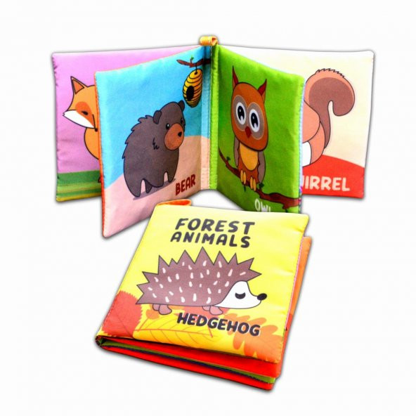 Tox İngilizce Orman Hayvanları Kumaş Sessiz Kitap E127 - Bez Kitap , Eğitici Oyuncak , Yumuşak ve Hışırtılı - 8