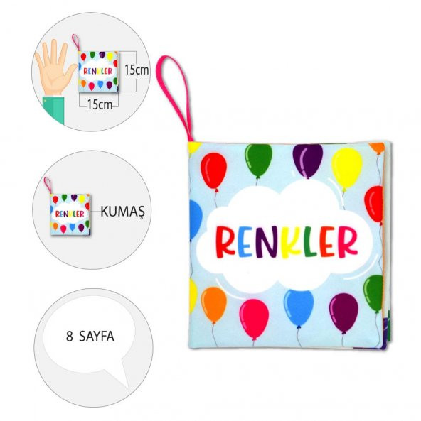 Tox Renkler Kumaş Sessiz Kitap T135 - Bez Kitap , Eğitici Oyuncak , Yumuşak ve Hışırtılı - 4