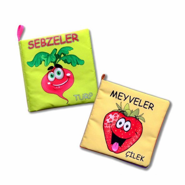 2 Kitap Tox Meyveler ve Sebzeler Kumaş Sessiz Kitap T113 T049 - Bez Kitap , Eğitici Oyuncak , Yumuşak ve Hışırtılı