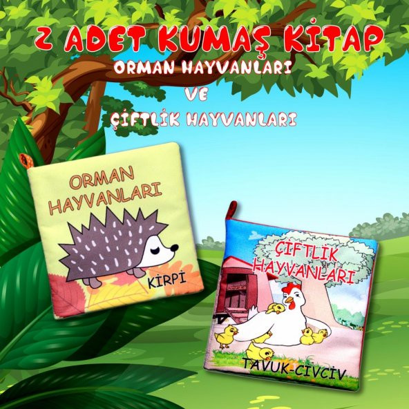 2 Kitap Tox Çiftlik Hayvanlar ve Orman Hayvanları Kumaş Sessiz Kitap T058 T055 - Bez Kitap , Eğitici Oyuncak , Yumuşak ve Hışırtılı - 2