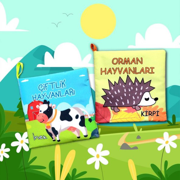 2 Kitap Tox Çiftlik Hayvanları ve Orman Hayvanlar Kumaş Sessiz Kitap T134 T055 - Bez Kitap , Eğitici Oyuncak , Yumuşak ve Hışırtılı - 5