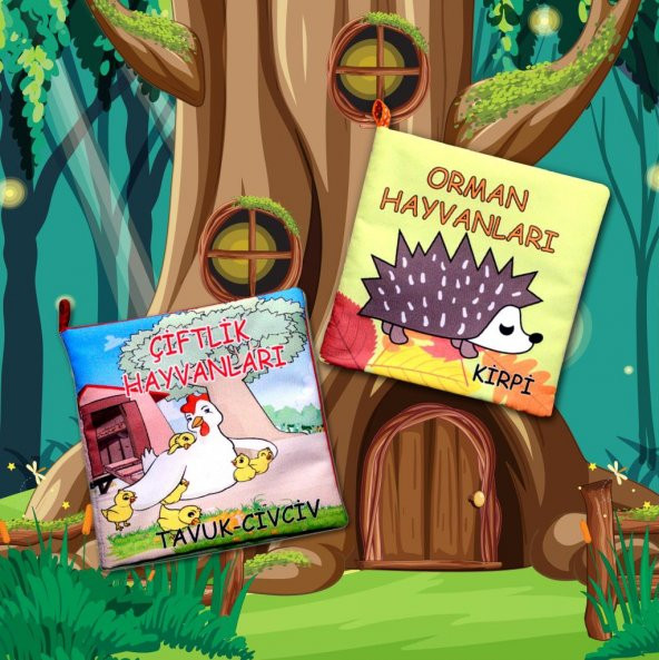 2 Kitap Tox Çiftlik Hayvanlar ve Orman Hayvanları Kumaş Sessiz Kitap T058 T055 - Bez Kitap , Eğitici Oyuncak , Yumuşak ve Hışırtılı - 5