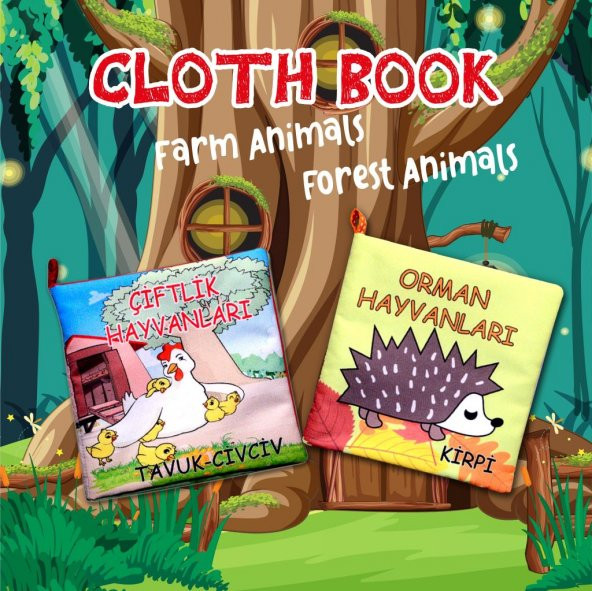 2 Kitap Tox Çiftlik Hayvanlar ve Orman Hayvanları Kumaş Sessiz Kitap T058 T055 - Bez Kitap , Eğitici Oyuncak , Yumuşak ve Hışırtılı - 7