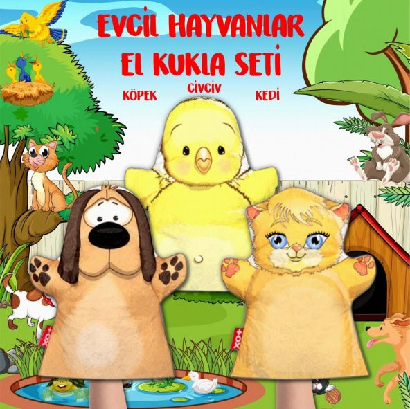 3 Parça Tox Evcil Hayvanlar El Kukla Set , Eğitici Oyuncak - 2