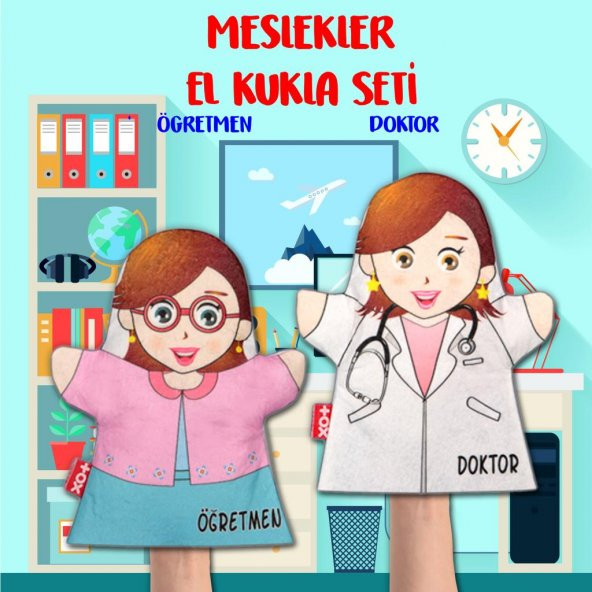 2 Parça Tox Meslekler El Kukla Set , Eğitici Oyuncak - 2
