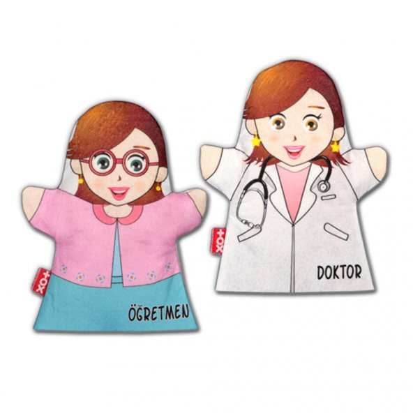 2 Parça Tox Meslekler El Kukla Set , Eğitici Oyuncak - 6