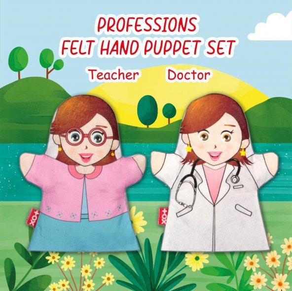 2 Parça Tox Meslekler El Kukla Set , Eğitici Oyuncak - 8