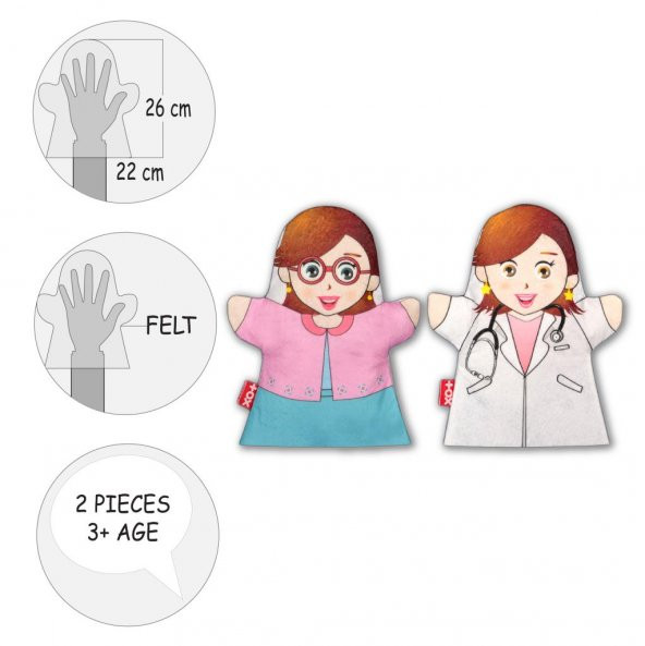 2 Parça Tox Meslekler El Kukla Set , Eğitici Oyuncak - 10