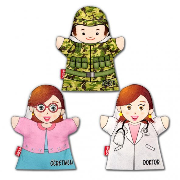 3 Parça Tox Meslekler El Kukla Set , Eğitici Oyuncak - 6