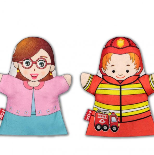 4 Parça Tox Meslekler El Kukla Set , Eğitici Oyuncak - 8