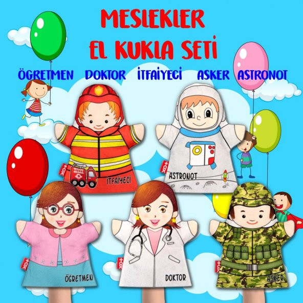 5 Parça Tox Meslekler El Kukla Set , Eğitici Oyuncak - 2