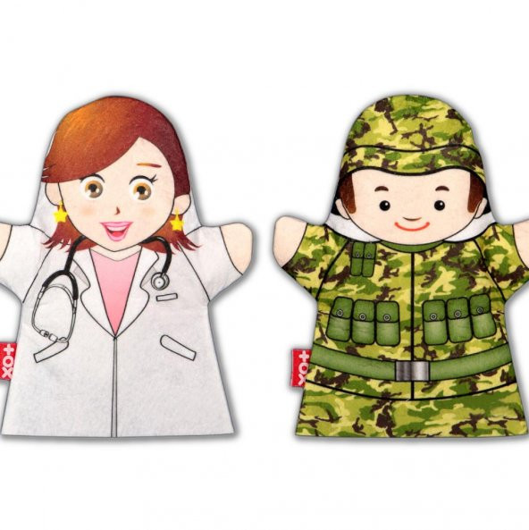 5 Parça Tox Meslekler El Kukla Set , Eğitici Oyuncak - 3