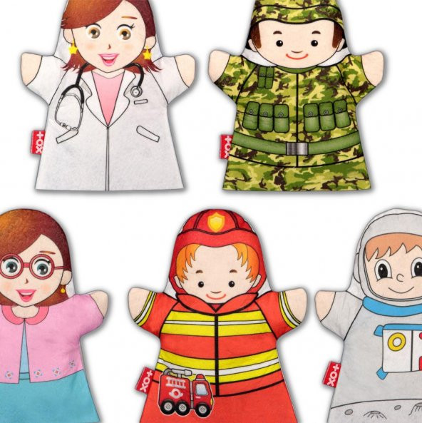 5 Parça Tox Meslekler El Kukla Set , Eğitici Oyuncak - 8